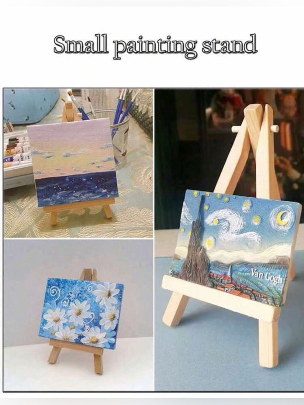 10 PCS Small Wooden Mini Easel Stand for Canvas - Natural